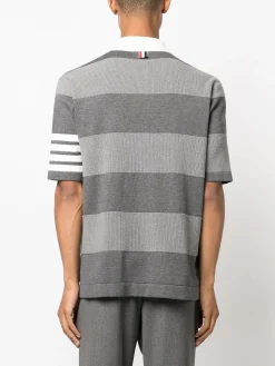 THOM BROWNE Polo<POLO RUGBY JACQUARD STITCH Bianco, Grigio