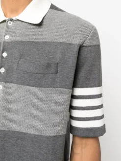 THOM BROWNE Polo<POLO RUGBY JACQUARD STITCH Bianco, Grigio
