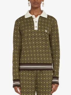 WALES BONNER Polo<POLO SELASSIE Marrone, Verde