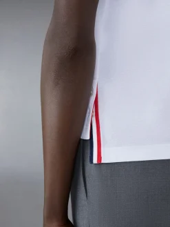 THOM BROWNE Polo<POLO SS POCKET POLO IN FINE MERCERIZED PIQUE Bianco