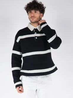 JW ANDERSON Polo<POLO STRUCTURED LONG-SLEEVE Nero