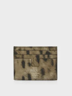 TOM FORD Portafogli<PORTACARTE LEOPARDATO Marrone, Nero