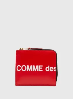 COMME DES GARCONS WALLET Portafogli<PORTAFOGLIO WALLET HUGE LOGO Bianco, Rosso