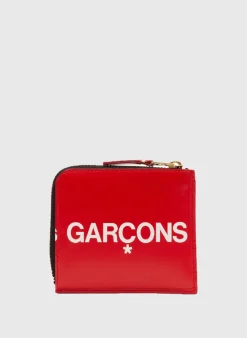 COMME DES GARCONS WALLET Portafogli<PORTAFOGLIO WALLET HUGE LOGO Bianco, Rosso