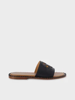 OFF-WHITE Sandali<SANDALI TWIST ARROW-EMBOSSED LEATHER Marrone, Nero