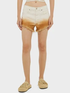 ALANUI Shorts<SHORT BRIGHT HUES RAW DENIM CINNA Bianco, Marrone