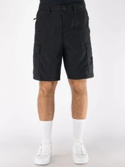 STONE ISLAND Shorts<SHORT CARGO STRETCH COTTON TELA PARACADUTE Nero
