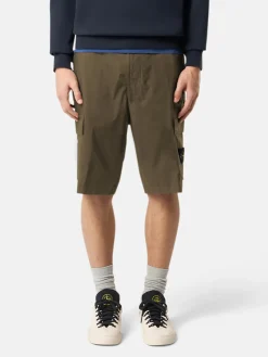 STONE ISLAND Shorts<SHORT CARGO STRETCH COTTON TELA PARACADUTE Giallo, Nero, Verde