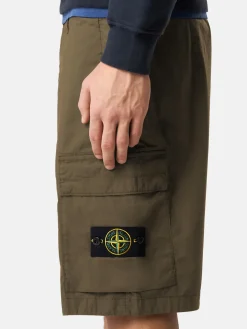 STONE ISLAND Shorts<SHORT CARGO STRETCH COTTON TELA PARACADUTE Giallo, Nero, Verde