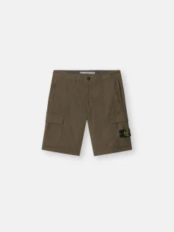 STONE ISLAND Shorts<SHORT CARGO STRETCH COTTON TELA PARACADUTE Giallo, Nero, Verde