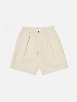 UNIVERSAL WORKS Shorts<SHORT SPORTIVO PLISSETTATO Bianco