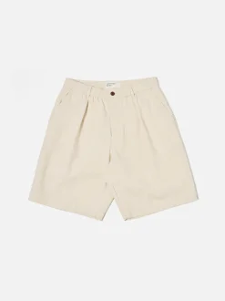 UNIVERSAL WORKS Shorts<SHORT SPORTIVO PLISSETTATO Bianco