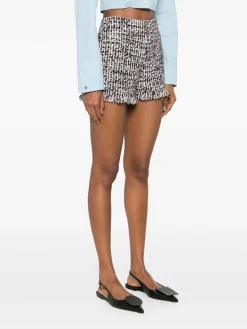 SELF-PORTRAIT Shorts<SHORTS FRINGED BOUCLE Bianco, Nero, Rosa
