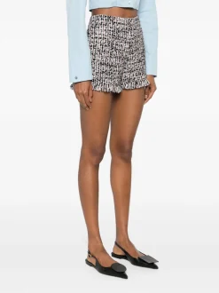 SELF-PORTRAIT Shorts<SHORTS FRINGED BOUCLE Bianco, Nero, Rosa