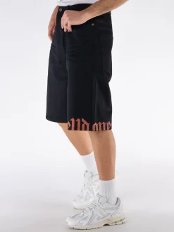 WE11DONE Shorts<SHORTS GREIGE DENIM Nero, Rosso