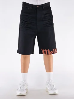 WE11DONE Shorts<SHORTS GREIGE DENIM Nero, Rosso