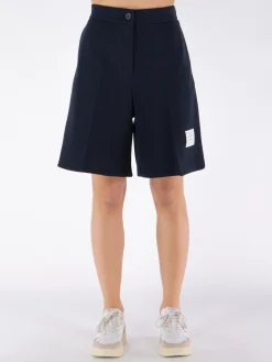 THOM BROWNE Shorts<SHORTS HIGH WAISTED IN WOOL MILANO Nero