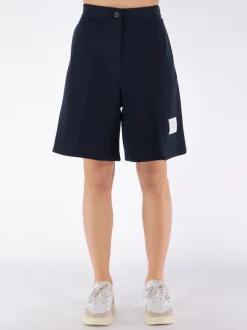 THOM BROWNE Shorts<SHORTS HIGH WAISTED IN WOOL MILANO Nero