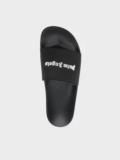 PALM ANGELS Sandali<SLIDES DA PISCINA CON LOGO Nero
