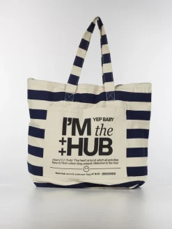 SUSI HUB MERCH Borse|Borse A Spalla<TOTE BAG CANVAS STRIPES Bianco, Blu, Nero
