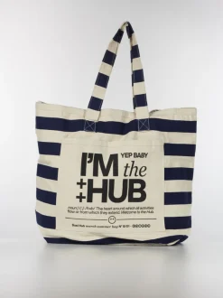 SUSI HUB MERCH Borse|Borse A Spalla<TOTE BAG CANVAS STRIPES Bianco, Blu, Nero