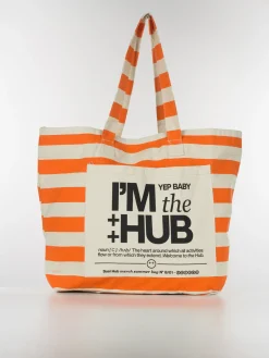 SUSI HUB MERCH Borse|Borse A Spalla<TOTE BAG CANVAS STRIPES Arancione, Bianco, Nero