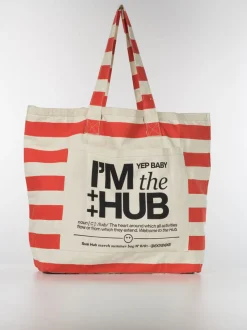 SUSI HUB MERCH Borse|Borse A Spalla<TOTE BAG CANVAS STRIPES Bianco, Nero, Rosso