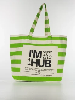 SUSI HUB MERCH Borse|Borse A Spalla<TOTE BAG CANVAS STRIPES Bianco, Nero, Verde