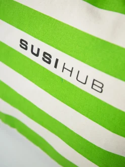 SUSI HUB MERCH Borse|Borse A Spalla<TOTE BAG CANVAS STRIPES Bianco, Nero, Verde