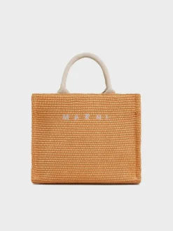 MARNI Borse Shopping<TOTE BAG PICCOLA IN RAFIA NATURALE Arancione