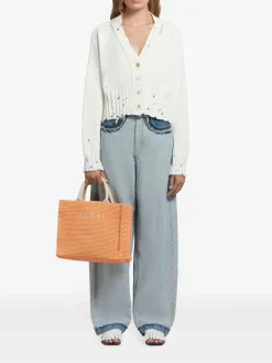 MARNI Borse Shopping<TOTE BAG PICCOLA IN RAFIA NATURALE Arancione
