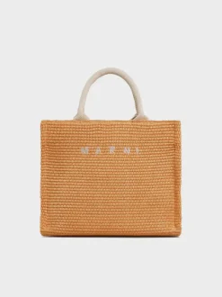 MARNI Borse Shopping<TOTE BAG PICCOLA IN RAFIA NATURALE Arancione