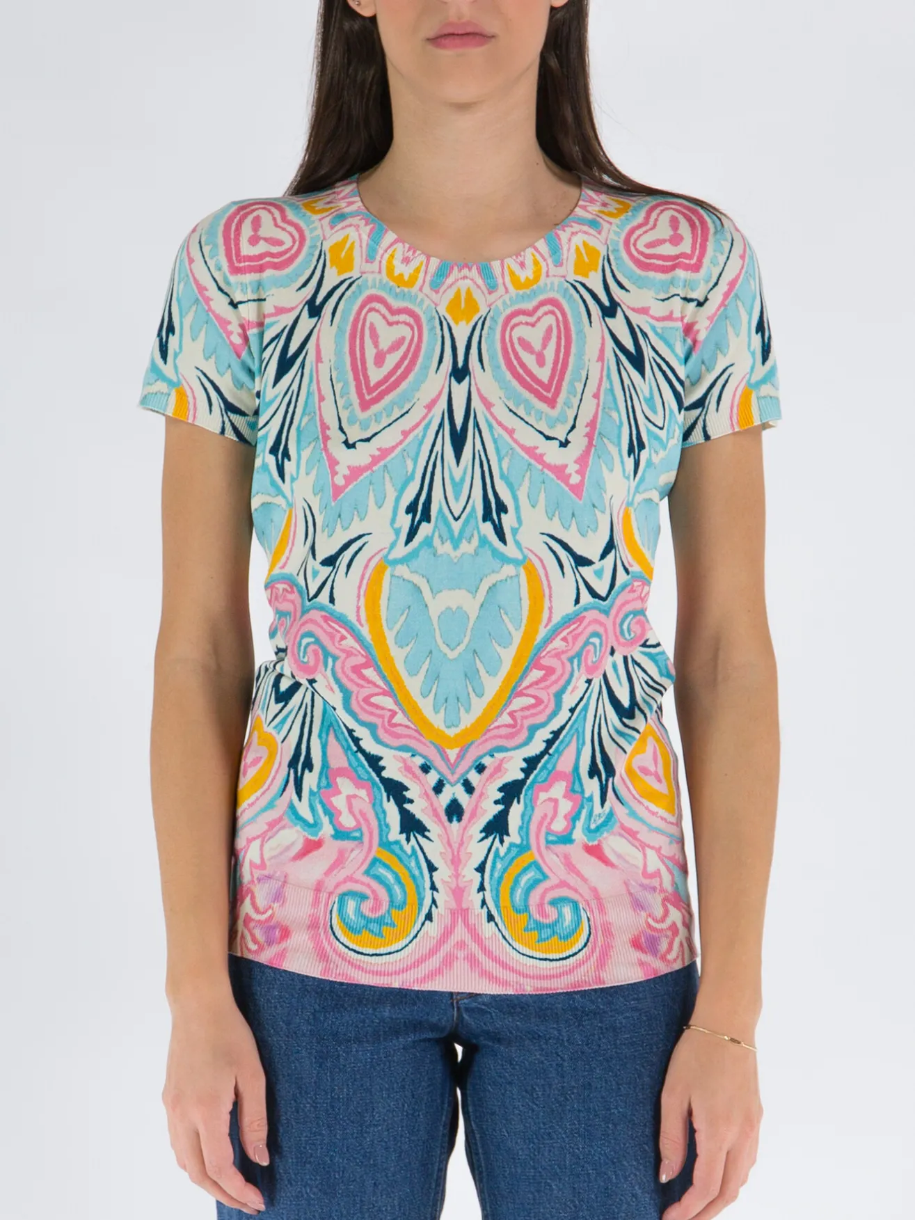 ETRO T-Shirt<T-SHIRT A MANICHE CORTE CON STAMPA ALL-OVER Multicolor