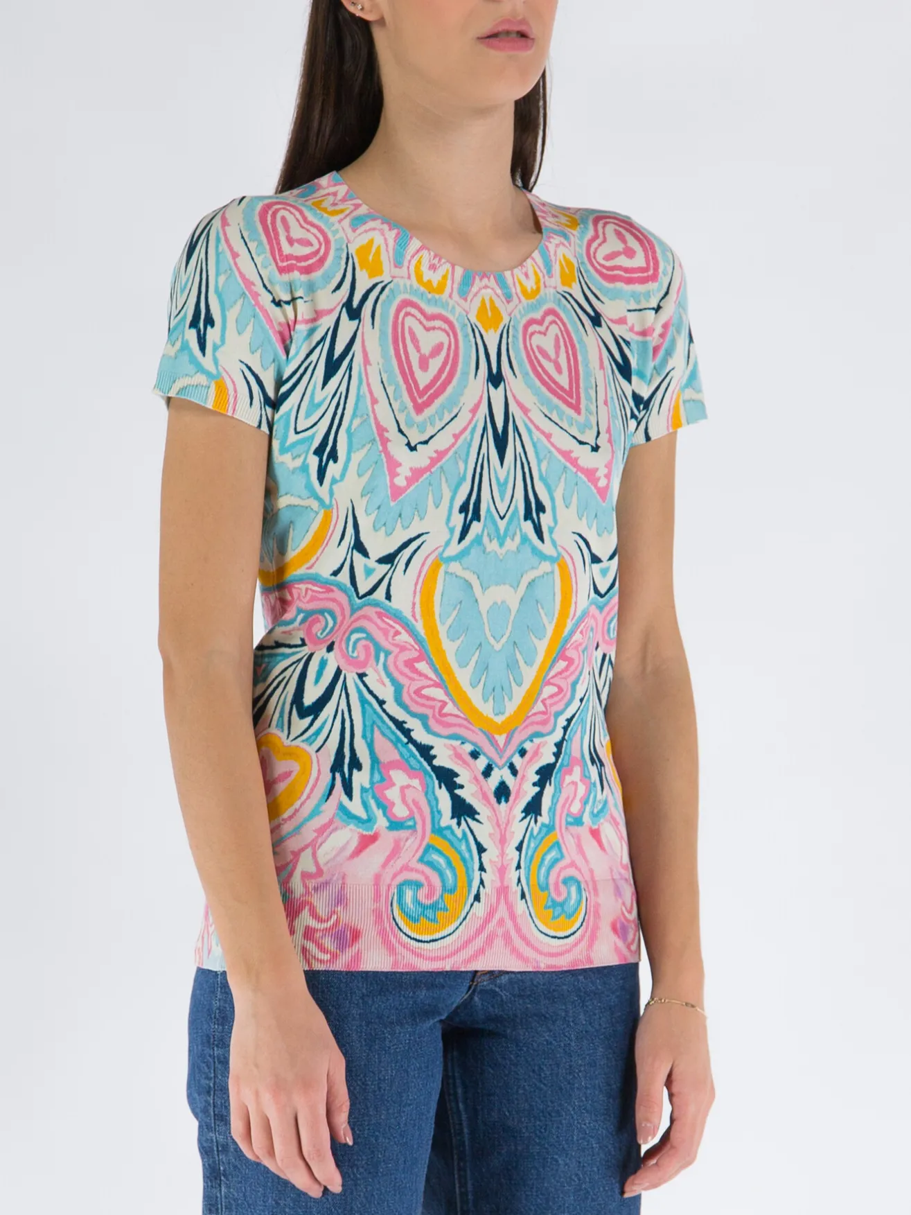 ETRO T-Shirt<T-SHIRT A MANICHE CORTE CON STAMPA ALL-OVER Multicolor