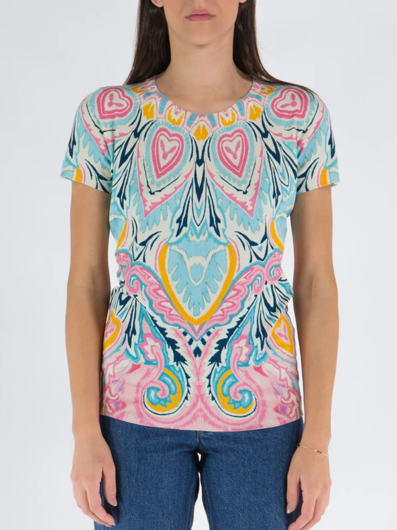 ETRO T-Shirt<T-SHIRT A MANICHE CORTE CON STAMPA ALL-OVER Multicolor