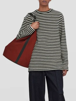 JIL SANDER T-Shirt<T-SHIRT A RIGHE Bianco, Nero