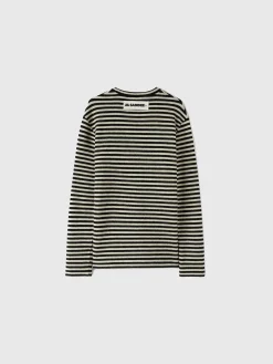 JIL SANDER T-Shirt<T-SHIRT A RIGHE Bianco, Nero