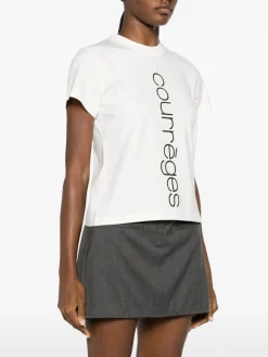 COURREGES T-Shirt<T-SHIRT AC STRAIGHT PRINTED Bianco, Nero