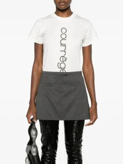 COURREGES T-Shirt<T-SHIRT AC STRAIGHT PRINTED Bianco, Nero