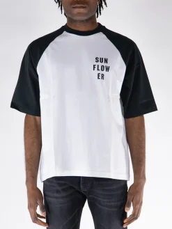 SUNFLOWER T-Shirt<T-SHIRT BASEBALL Bianco, Nero