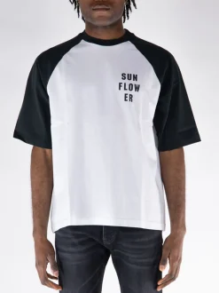 SUNFLOWER T-Shirt<T-SHIRT BASEBALL Bianco, Nero