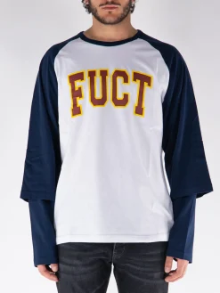 FUCT. T-Shirt<T-SHIRT BASEBALL DOUBLE SLEEVE Bianco, Blu, Giallo