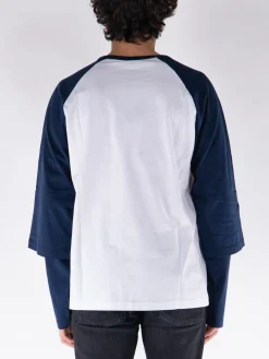 FUCT. T-Shirt<T-SHIRT BASEBALL DOUBLE SLEEVE Bianco, Blu, Giallo