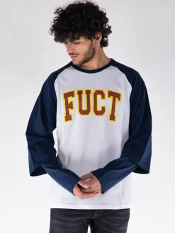 FUCT. T-Shirt<T-SHIRT BASEBALL DOUBLE SLEEVE Bianco, Blu, Giallo