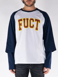 FUCT. T-Shirt<T-SHIRT BASEBALL DOUBLE SLEEVE Bianco, Blu, Giallo