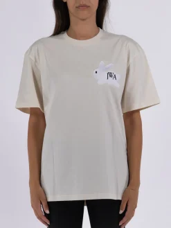 JW ANDERSON T-Shirt<T-SHIRT BUNNY EMBROIDERY LOGO Beige, Bianco, Nero