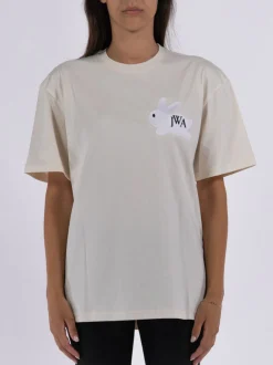 JW ANDERSON T-Shirt<T-SHIRT BUNNY EMBROIDERY LOGO Beige, Bianco, Nero