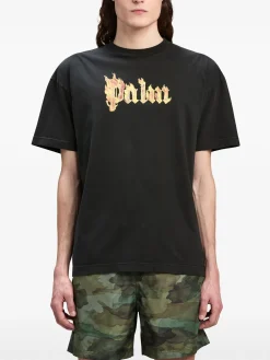 PALM ANGELS T-Shirt<T-SHIRT BURNING LOGO Giallo, Nero