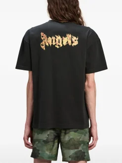 PALM ANGELS T-Shirt<T-SHIRT BURNING LOGO Giallo, Nero