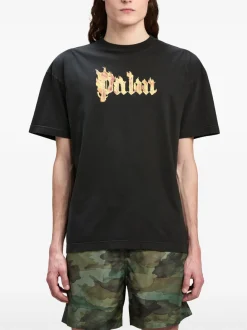 PALM ANGELS T-Shirt<T-SHIRT BURNING LOGO Giallo, Nero